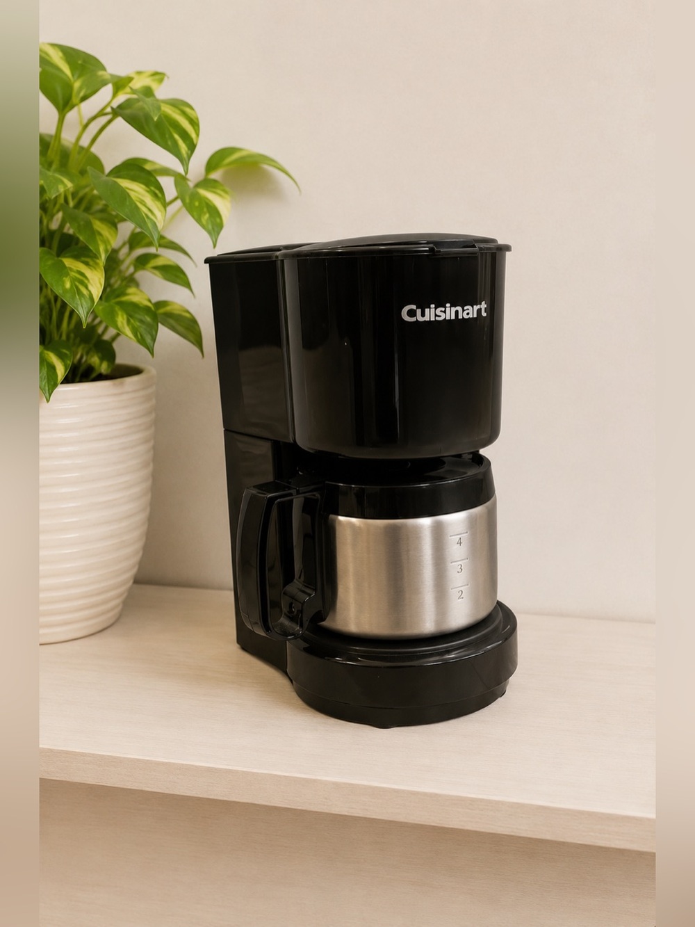 Cuisinart 4 Cup Coffee Maker DCC-450BK Stainless Carafe Compact Black Minimalist
